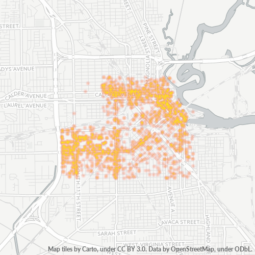 77701 Business Density Heatmap