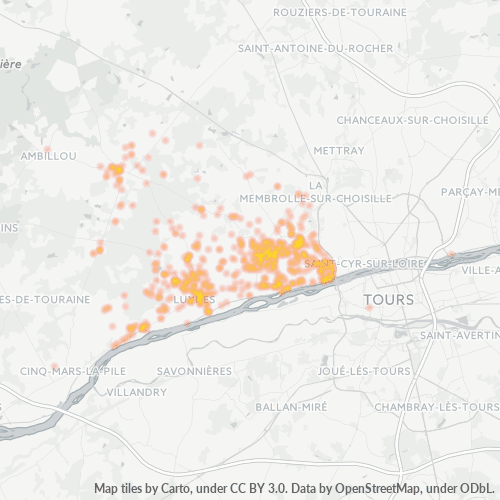 Carte de chaleur pour code postal 37230