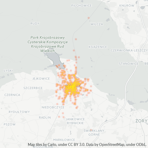 44-200 Mapa intensywności działalności gospodarczej