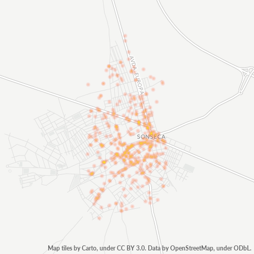 Mapa de calor para código postal 45100