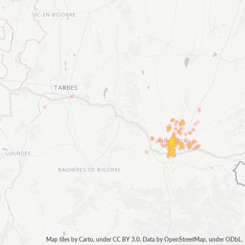 Carte de chaleur pour code postal 65300