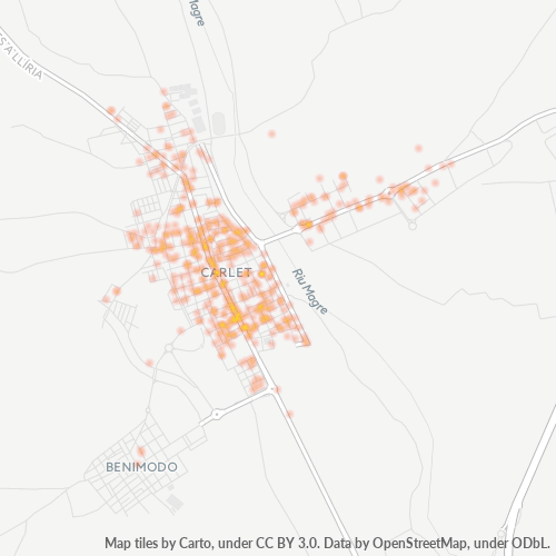 Mapa de calor para código postal 46240