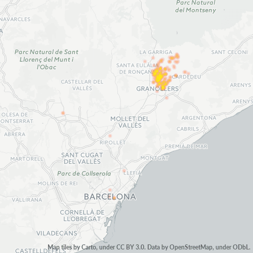 08520 Mapa de calor de densidad empresarial
