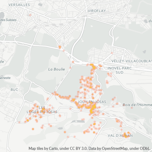 Carte de chaleur pour code postal 78350