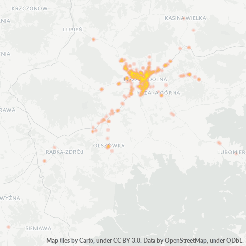 34-730 Mapa intensywności działalności gospodarczej