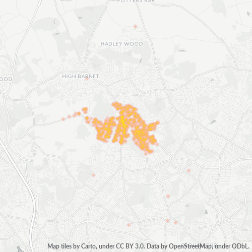 Heatmap for postal code N20