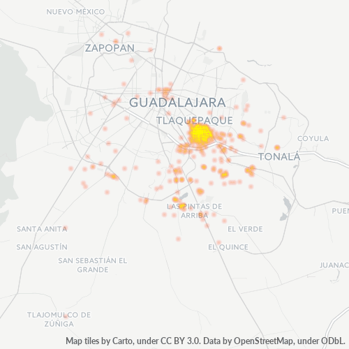 45500 Mapa de calor de densidad empresarial