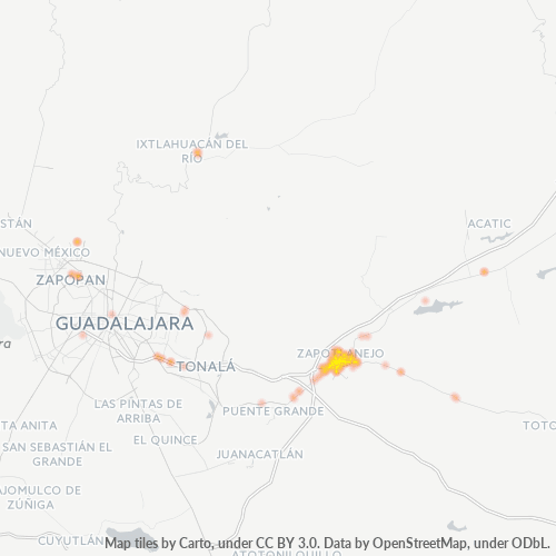 45430 Mapa de calor de densidad empresarial
