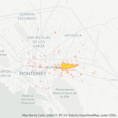 67160 Mapa de calor de densidad empresarial