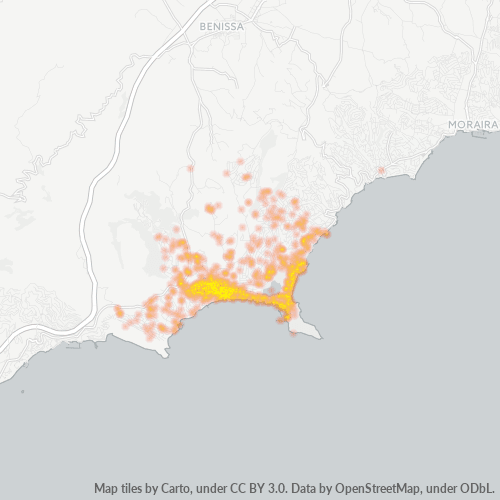 Mapa de calor para código postal 03710