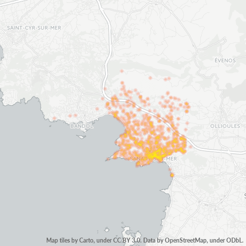 Carte de chaleur pour code postal 83110