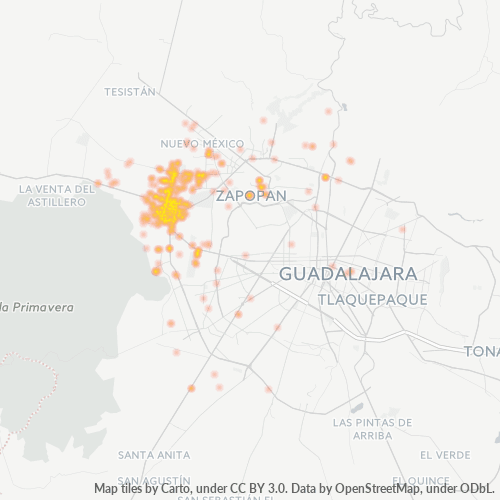 45019 Mapa de calor de densidad empresarial