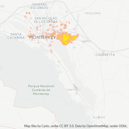 67190 Mapa de calor de densidad empresarial