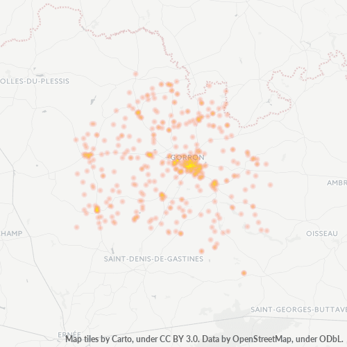 Carte de chaleur pour code postal 53120