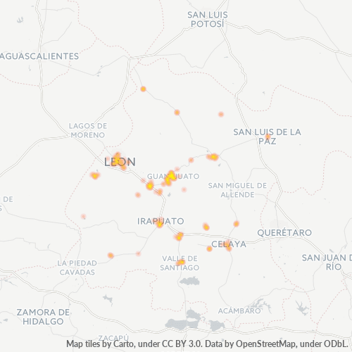36000 Mapa de calor de densidad empresarial