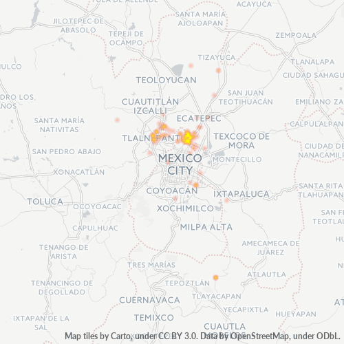 54190 Mapa de calor de densidad empresarial