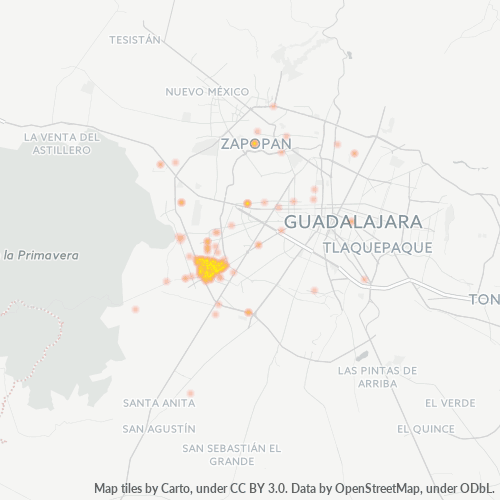 45079 Mapa de calor de densidad empresarial