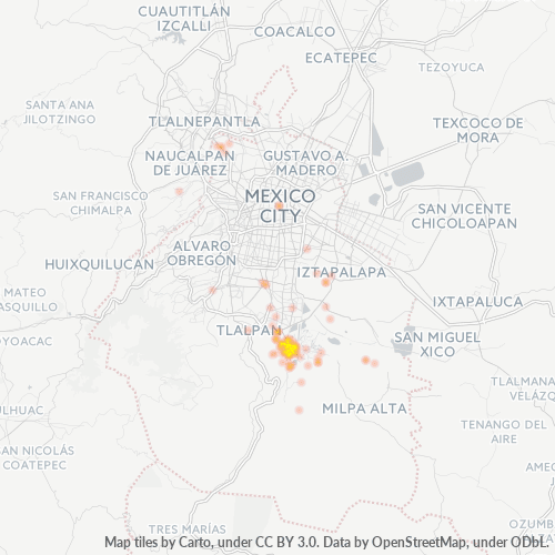 16050 Mapa de calor de densidad empresarial