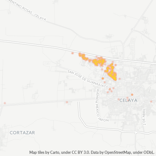 38016 Mapa de calor de densidad empresarial