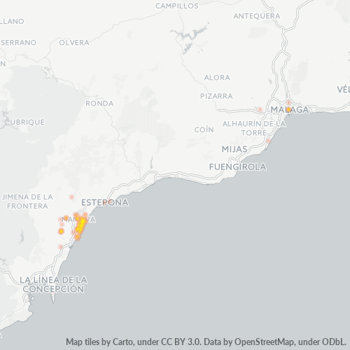 Mapa de calor para código postal 29692