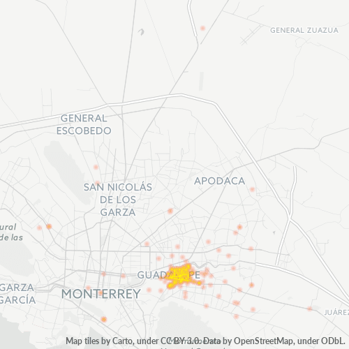 67150 Mapa de calor de densidad empresarial