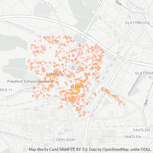 Carte de chaleur pour code postal 8052