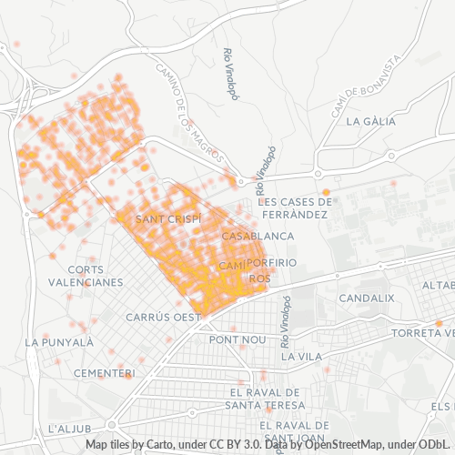 Mapa de calor para código postal 03206