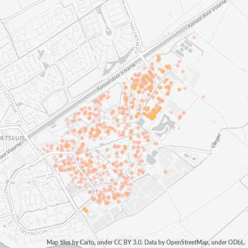 Heatmap voor postcode 3225