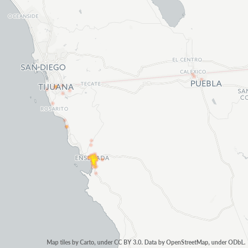 22890 Mapa de calor de densidad empresarial