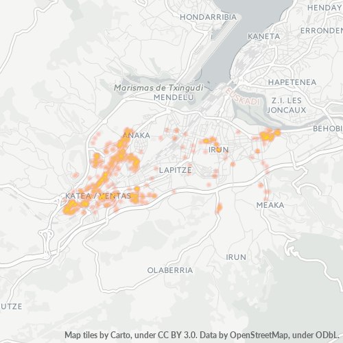 Mapa de calor para código postal 20305
