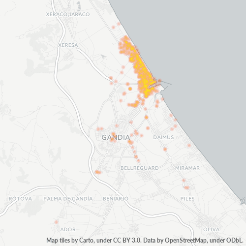 Mapa de calor para código postal 46730