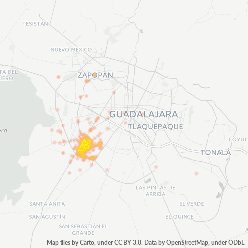 45080 Mapa de calor de densidad empresarial