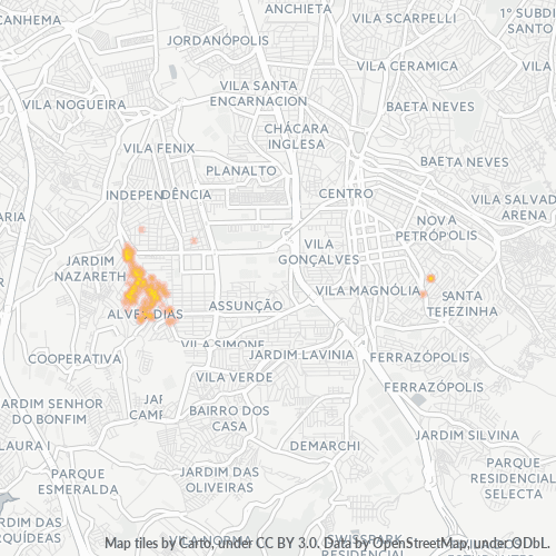 09851-000 Mapa de calor de densidad empresarial