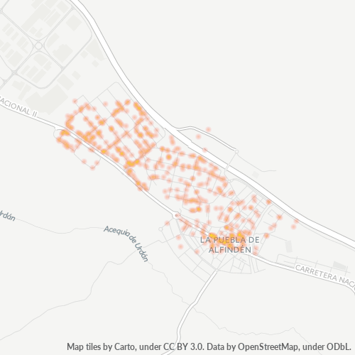 Mapa de calor para código postal 50171